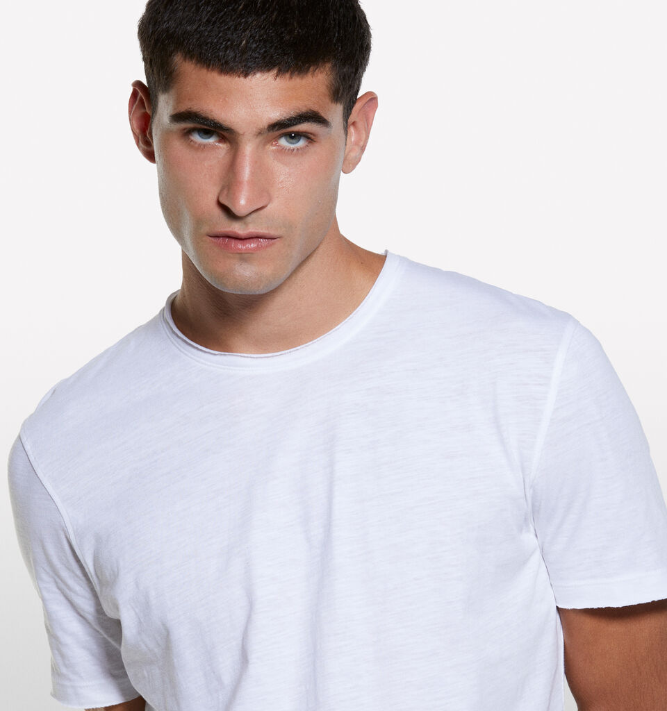 T-shirt de manga curta slim fit branca - t-shirt de manga curta para homem - Branco | Sisley image number 4